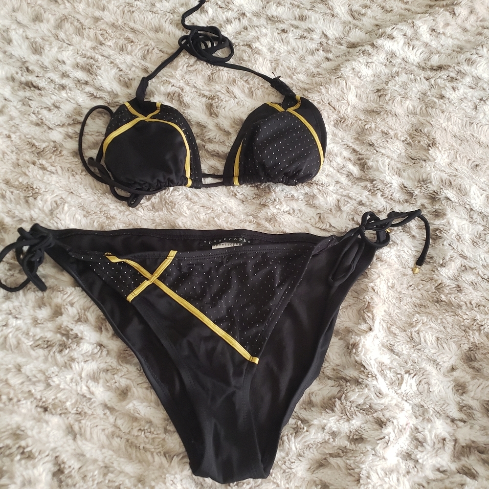 Black and gold bikini.